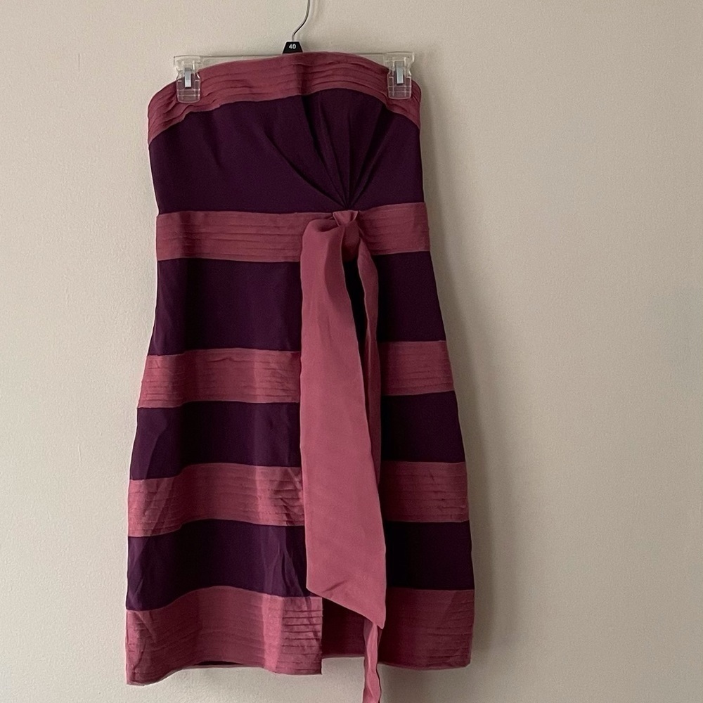 Anthropology Purple Hitherto Pink Bow Strapless Cocktail Mini Dress Women Size 6